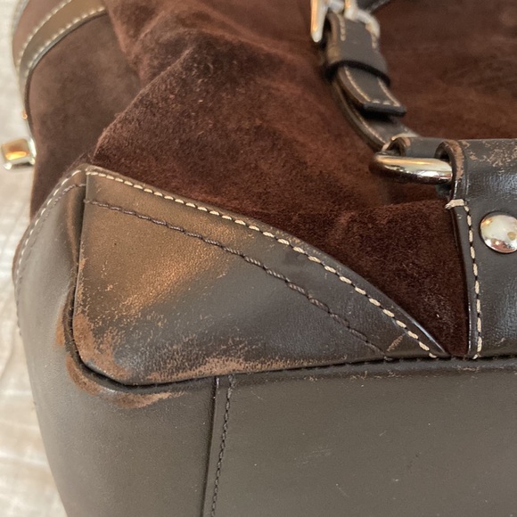 Coach Brown Suede and Leather Handbag/Tote - Picture 8 of 11